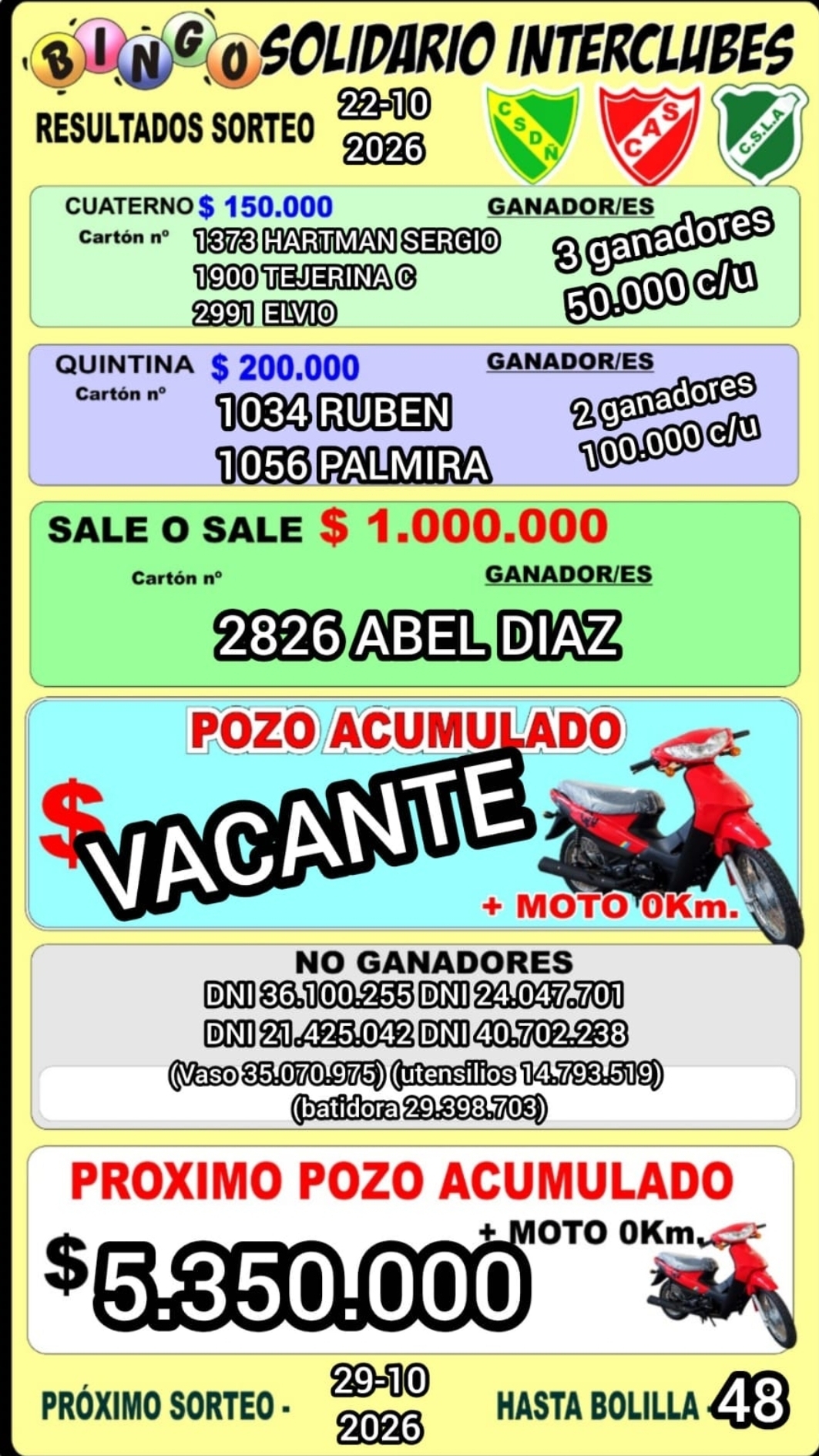 RESULTADOS DEL BINGO